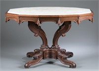 Victorian table with inset marble top. Late 19th c