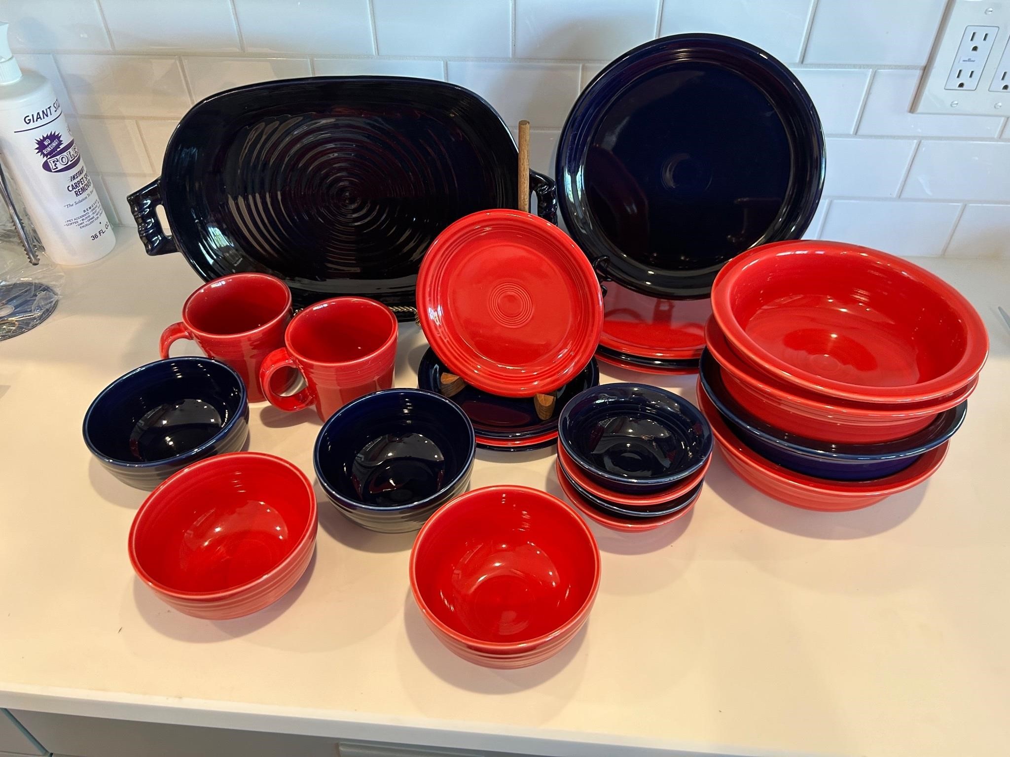 Fiesta Ware Red & Blue Dinnerware