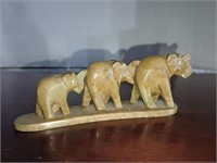 Carved soapstone elephants