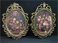 Pair of Italy Framed Vase of Flowers Pictures