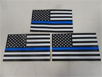 Lot of 3 Thin Blue Line Police Flag Car Decal