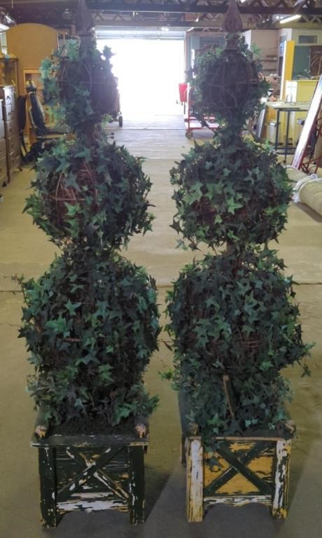 (F) Triple Vine Topiary In X-Frame Base (2) 55"T