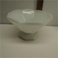 Early milk Glass Footed Fruit Bowl