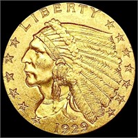 1929 $2.50 Gold Quarter Eagle CHOICE AU