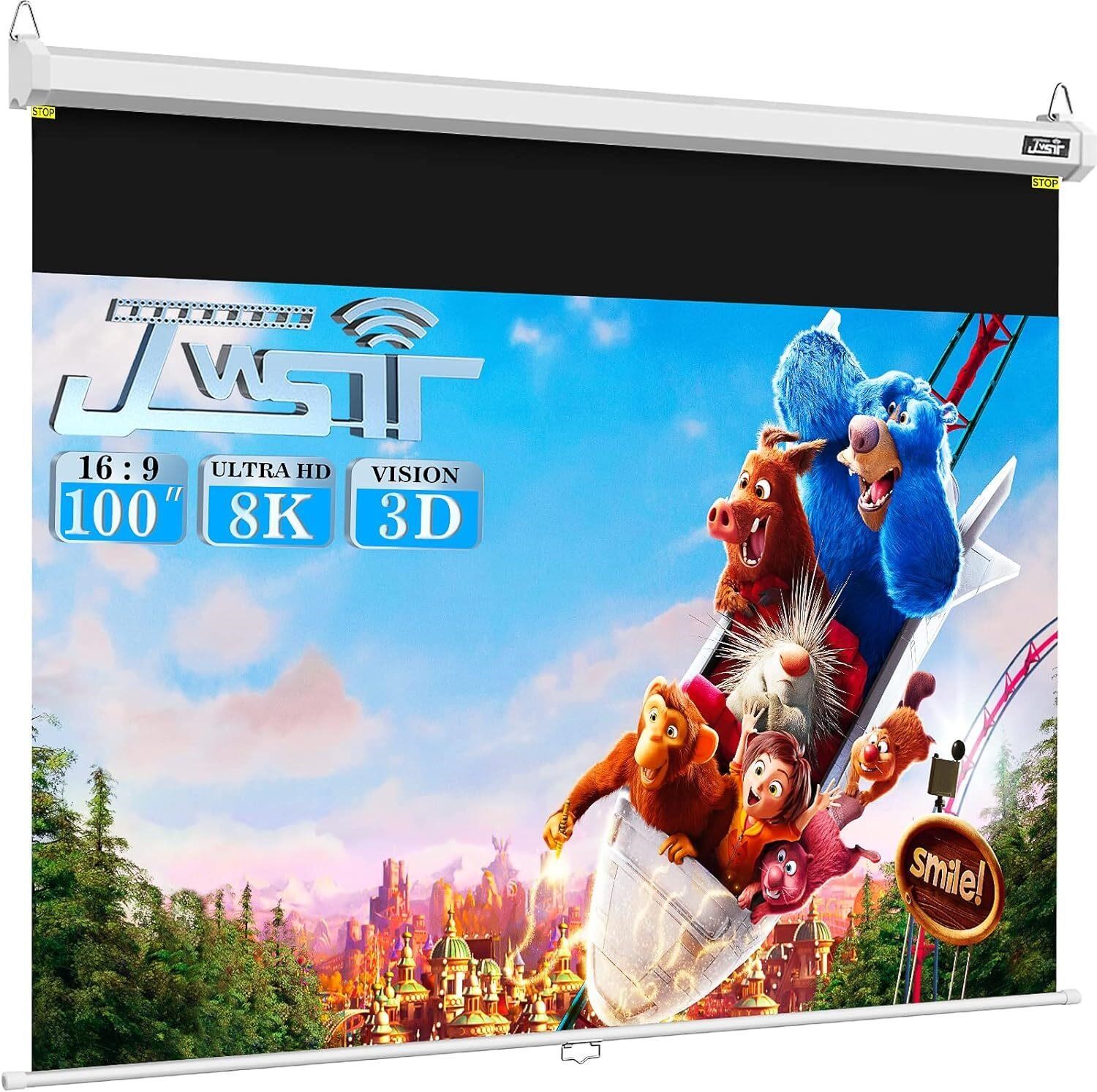 JWSIT 100 inch Projector Screen 16:9 PVC