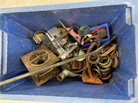 Collection of Vintage Household Items in Bin