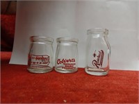 (3)Vintage painted dairy creamer bottles.