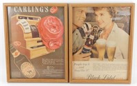 * 2 Vintage Framed Beer Advertisements