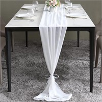 ICOSHOW 2 Pieces White Chiffon Table Runners