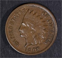 1908-S INDIAN HEAD CENT, ABOUT XF