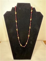 14kt GOLD and Garnet beaded necklace