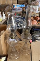 2 Matching Antique Oil Lamps