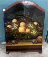 Vintage Wood Fireplace Screen , Hand Painted
