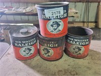 4 Vintage Sir Walter Raleigh Tobacco Cans