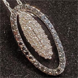 $3000 10K  Black&White Diamonds(0.63ct) Necklace