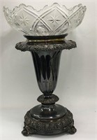 Victorian Silver Plate And Cut Glass Center Bowl