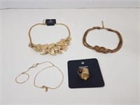2 Gold Necklaces, 1 Chain Bracelet, and 1 Ring