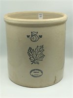 5 Gal Stoneware Crock Front Marked Western