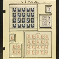 US Stamps $155 Face Value in $1-$5 Stamps, mounted