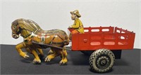 Marx Toys Wind up Tin Toy Horse & Cart