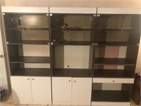 3 pc White & Brown Entertainment Center / Bookcase