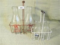 4 MILK JARS WITH CARRIERS,