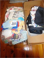 Large box of material (quilting pieces)