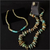 Pale green turquoise w matrix necklaces &