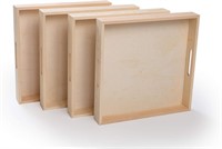 NEW $53 Wooden Living - Wood Tray, 4 Pcs