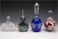 Lot of 4 Glass Perfume Bottles - Lalique, etc.