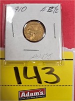 1910 INDIAN HEAD 2 1/2 GOLD PIECE