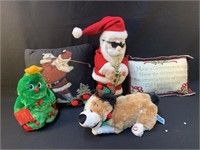 Group of Christmas pillows and musical Animated