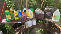 Various Outdoor Garden Supplies and Cart (not