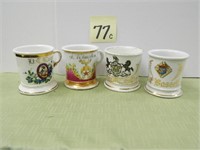 (4) Fraternal Shaving Mugs - Lowe, Bassett, Smith,