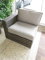 Gray Woven Patio Corner Chair w/ Cushions, NEW