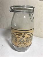 Vintage Grist Mill Flour Glass Jar / Canister