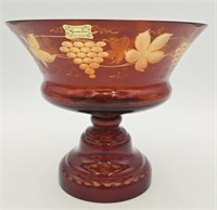 Egermann Amber/Gold Cut-to-Clear Compote