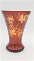 Egermann Czech Crystal Cut to Clear Amber Vase
