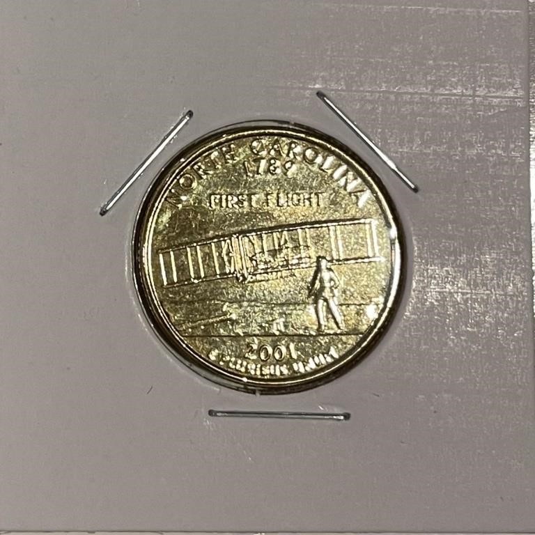 US 2001 24K Gold Plate NC Quarter