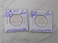 2 Different 2023 Canada 5c QE2 and Charles III