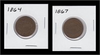 US Coins 2 - Two Cent Coins 1864, 1867