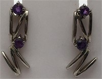 Silver Earrings W Purple Stones