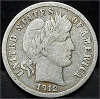 1912-D Barber Silver Dime in Nice Shape