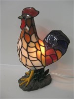11" Stained Glass Rooster Decor Lamp - Works