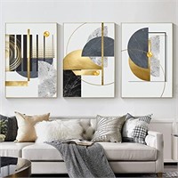 Unframed 3pieces 16X24inch Modern Golden Abstract