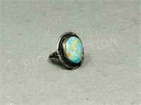 Navajo silver & turquoise ring - size 5