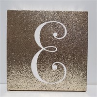 Cursive "E" Gold Sparkle Canvas*, 16x16