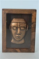 Vintage Thailand Buddha Face Plaque Mounted