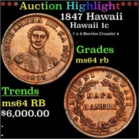 *Highlight* 1847 Hawaii Hawaii 1c Grades Choice Un