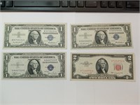 OF)Nicer $1 silver certificates & $2 Red Seal note